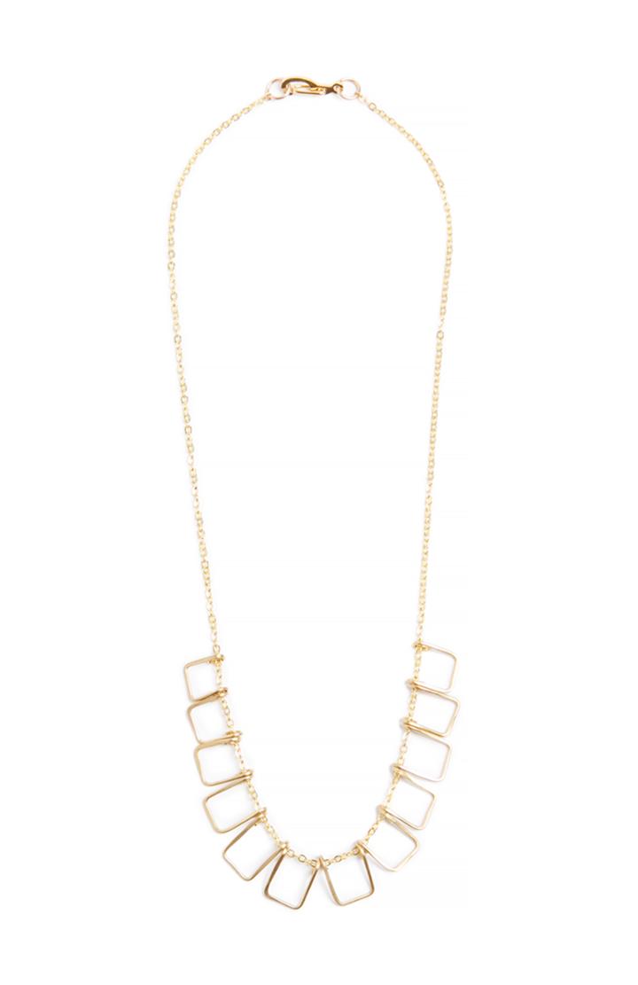 Dailylook Five And Two Jill Hammered Rectangle Necklace In Gold At Dailylook