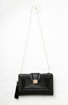 Dailylook Sunset Vegan Leather Crocodile Embossed Crossbody In Black At Dailylook