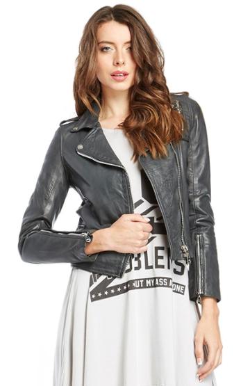 Dailylook Doma Leather Moto Jacket In Gray S - L