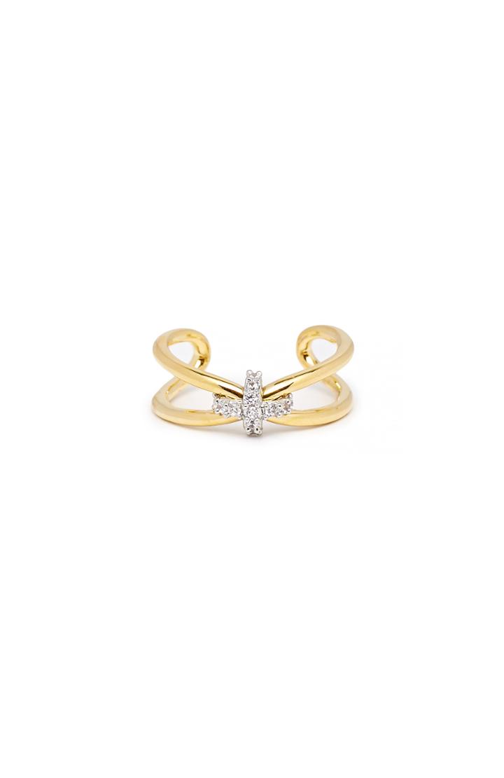 Dailylook Giles  Brother Skinny X Knot Pave Ring In Gold At Dailylook