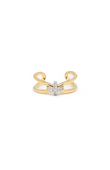 Dailylook Giles  Brother Skinny X Knot Pave Ring In Gold At Dailylook