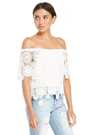 Dailylook Nightcap Carmen Crochet Top In Ivory 2 - 3