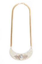Dailylook Sandy Hyun Coil Crystal  Leather Pendant Necklace In Bone At Dailylook