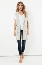Dailylook Line  Dot Cotton Linear Sleeveless Jacket In Beige Xs - L At Dailylook