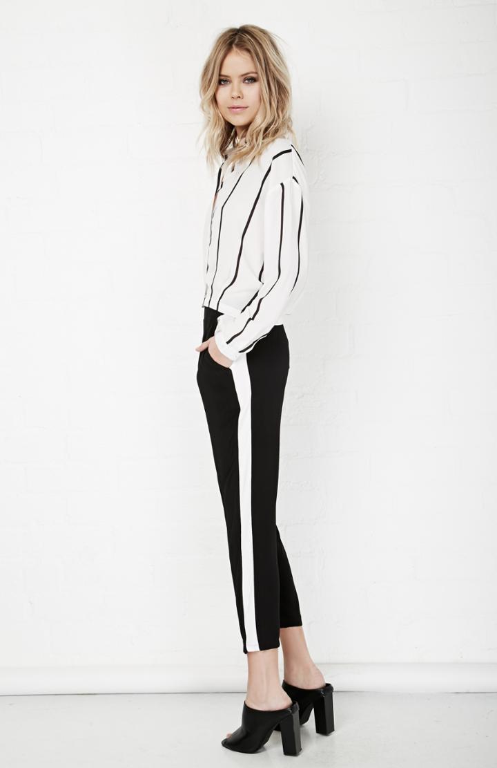 Dailylook Bryant Terry Colorblock Trouser In Black / White L At Dailylook
