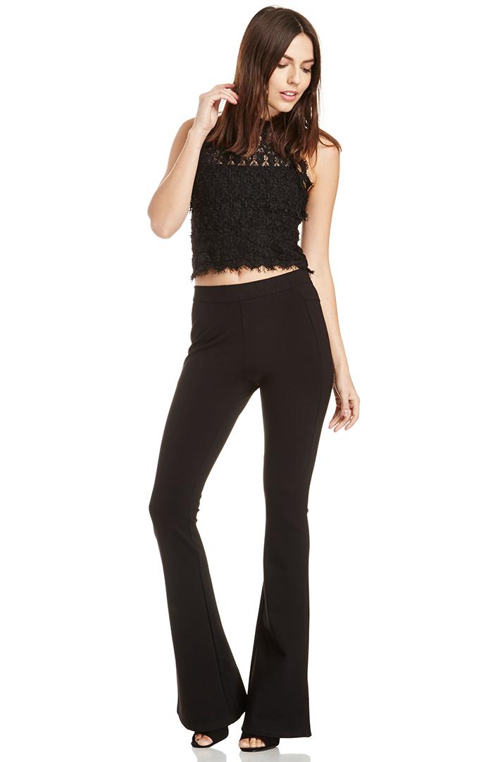 Dailylook Slimming Ponte Knit Flare Pants In Black Xs - M At Dailylook
