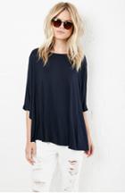 Dailylook Mable Split Side Tee In Navy S - L At Dailylook