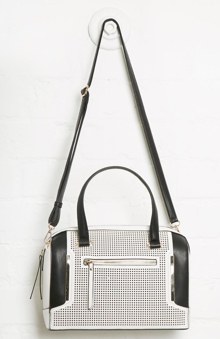 Dailylook Issa Rae Perforated Vegan Leather Satchel In White At Dailylook