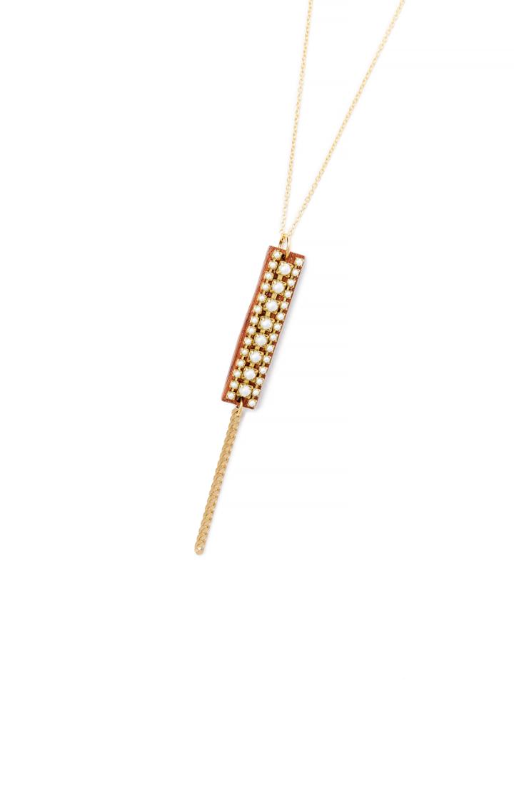 Dailylook Sandy Hyun Lucite Wood Necklace In Pearl White At Dailylook