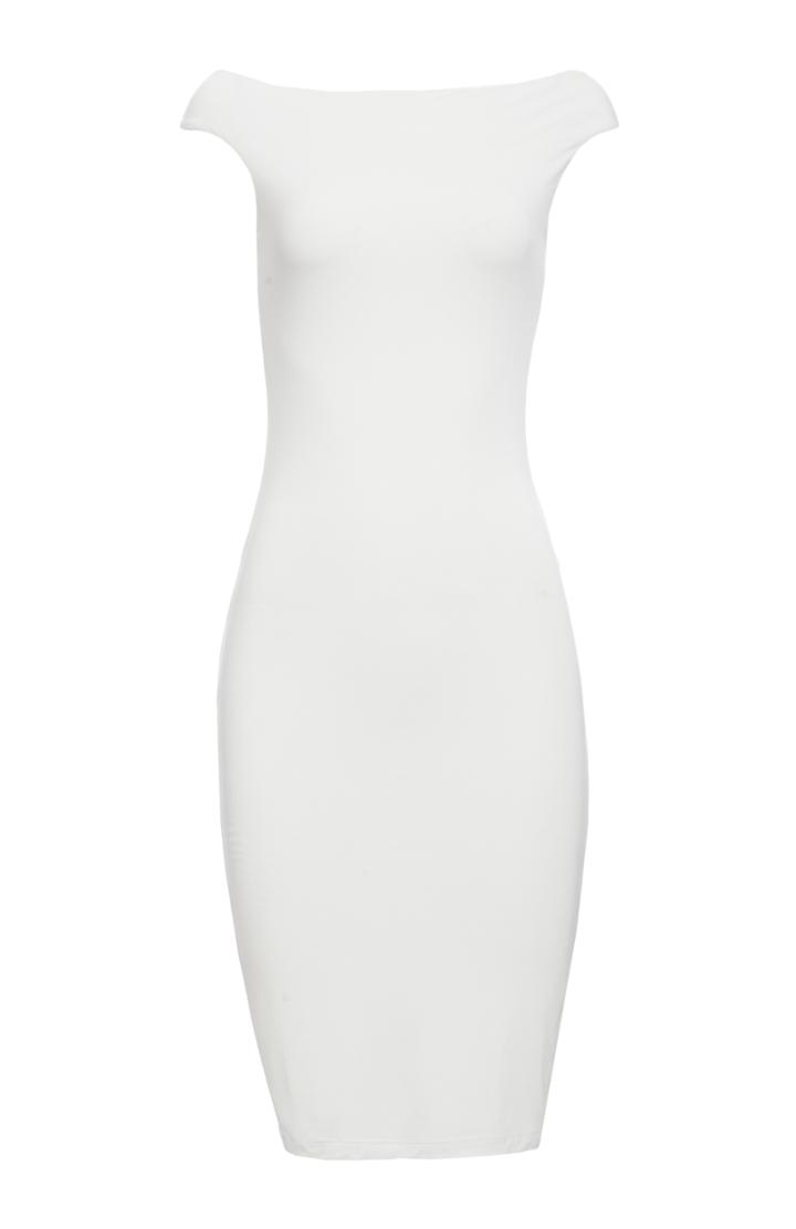 Dailylook Blq Basiq Off The Shoulder Jersey Knit Mini Dress In Ivory M/l At Dailylook