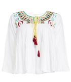 Dailylook Raga Long Sleeve Embroidered Peasant Top In White Xs - S At Dailylook