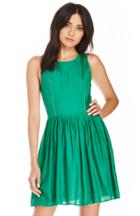 Dailylook Harlyn Cutout Fit  Flare Silk Dress In Green Xs At Dailylook
