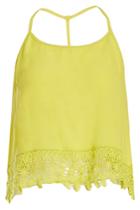 Dailylook Lace Hem T-strap Top In Lime L At Dailylook