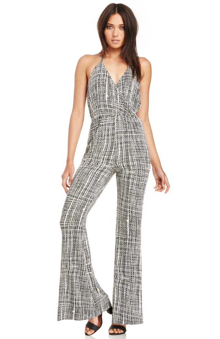 Dailylook Rachel Pally Kershaw Jumpsuit Print In Black / Beige Xs - M At Dailylook