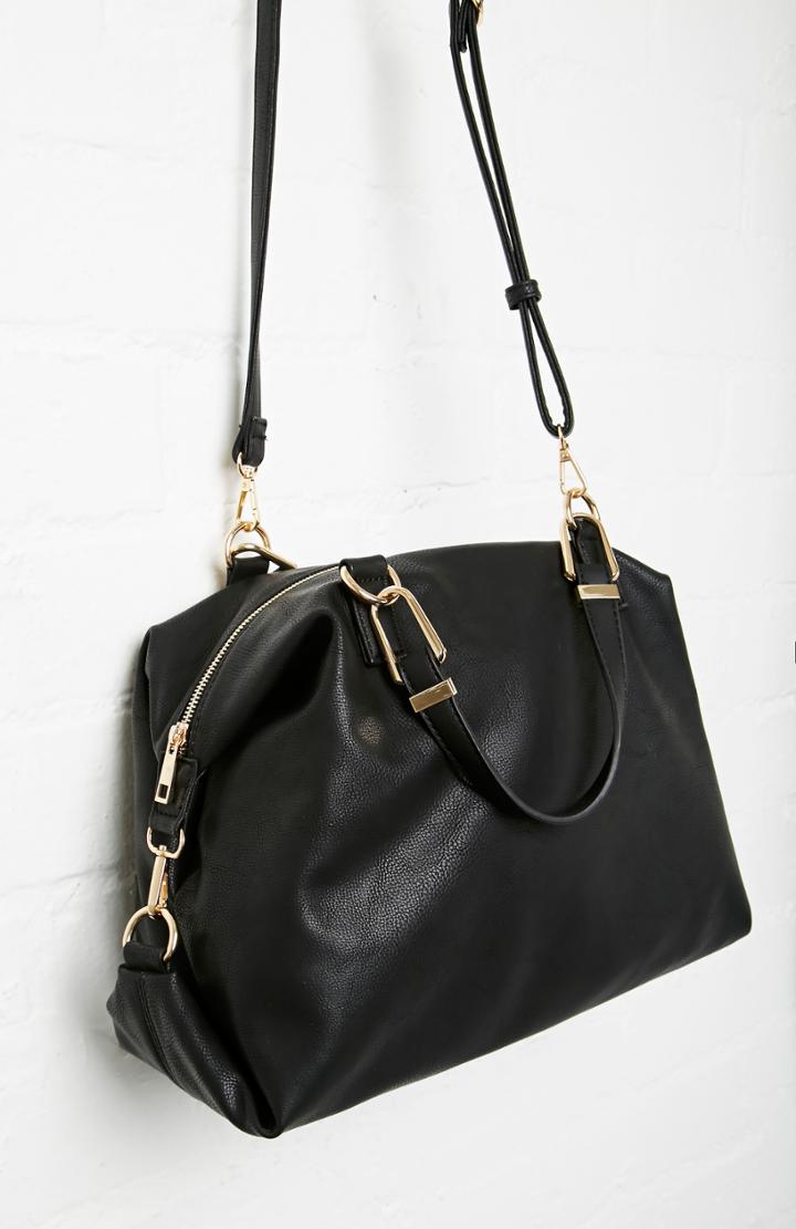 Dailylook Heather Melrose Vegan Leather Large Tote In Black At Dailylook