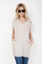 Dailylook Mk Tencel Tunic Dress In Beige L At Dailylook