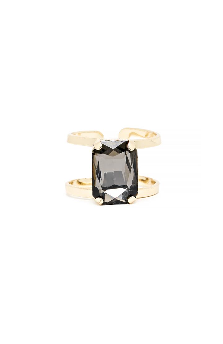 Dailylook J.o.a Bar Duo Cocktail Ring In Smoke At Dailylook