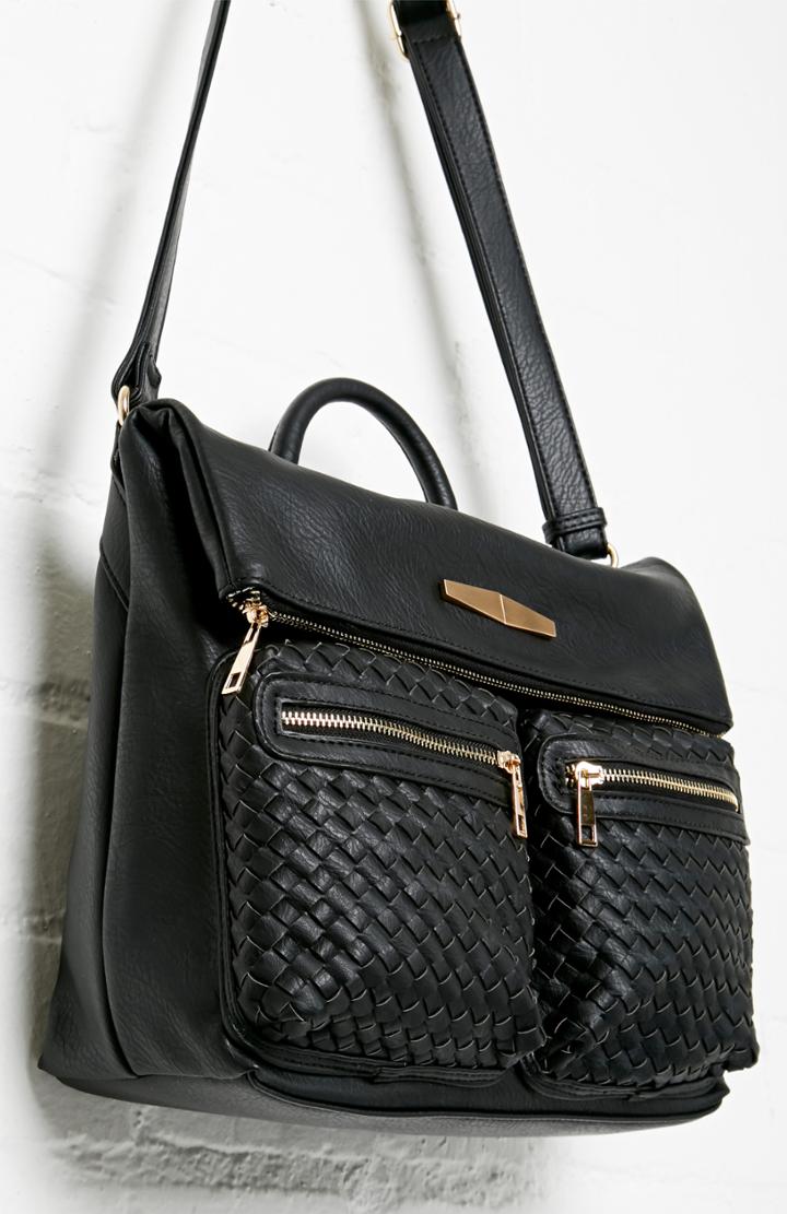 Dailylook All Day Vegan Leather Fold Over Shoulder Bag In Black At Dailylook
