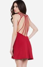Dailylook Dailylook Strappy Open Back Dress In Burgundy L At Dailylook