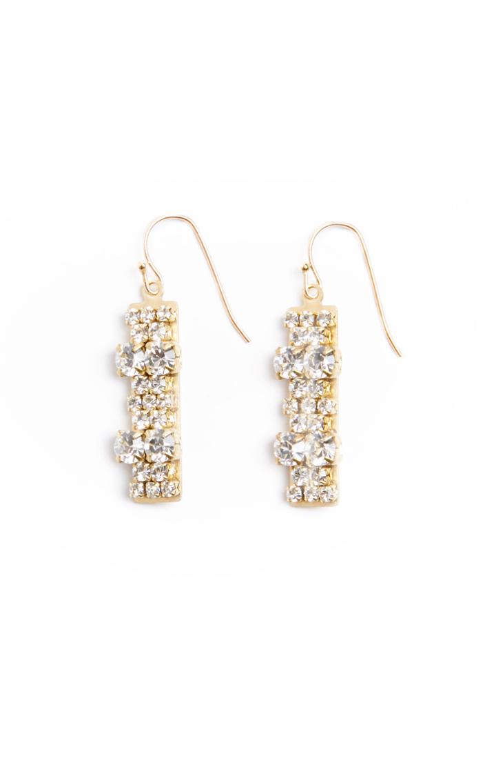 Dailylook Sandy Hyun Crystal Earrings In Gold At Dailylook