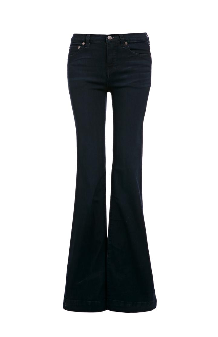 Dailylook Free People Clean Flared High Rise Jeans In Navy 24 - 30 At Dailylook