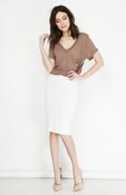 Dailylook Juno Tailored Pencil Skirt In Ivory S - L At Dailylook