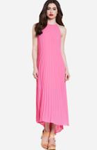 Dailylook Line  Dot Pleated Maxi Dress In Pink S At Dailylook