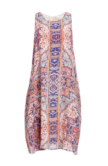 Dailylook Lavender Brown Exotic Print Silk Shift Dress In Multi-colored Xs - L At Dailylook