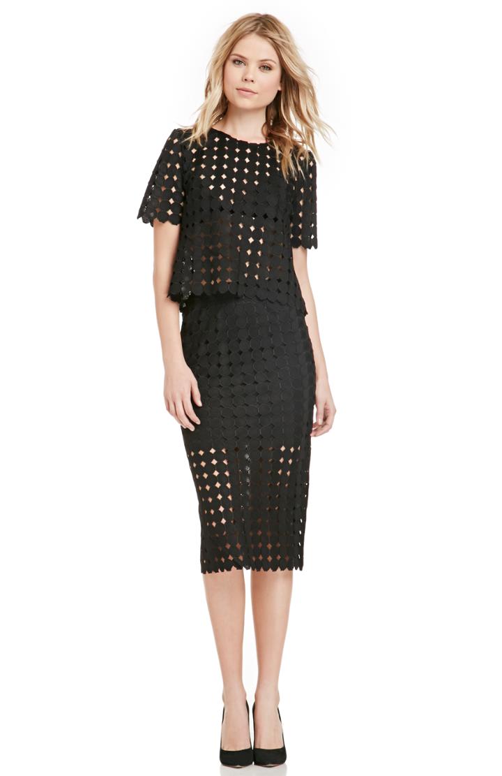 Dailylook J.o.a Spot Lace Skirt In Black Xs - M At Dailylook