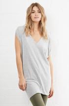 Dailylook Bobi Cotton V-neck Tunic Tee In Gray S At Dailylook