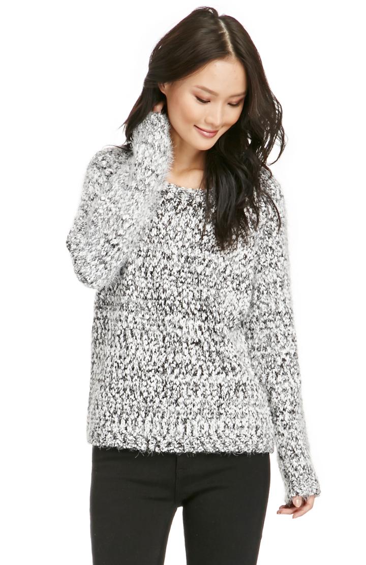 Dailylook J.o.a. Two Tone Chunky Sweater In Black / White Xs At Dailylook
