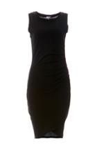 Dailylook Bobi Sleeveless Side Ruched Cotton Dress In Black S At Dailylook