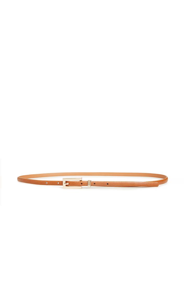Dailylook Catalano Skinny Vegan Leather Belt In Camel At Dailylook