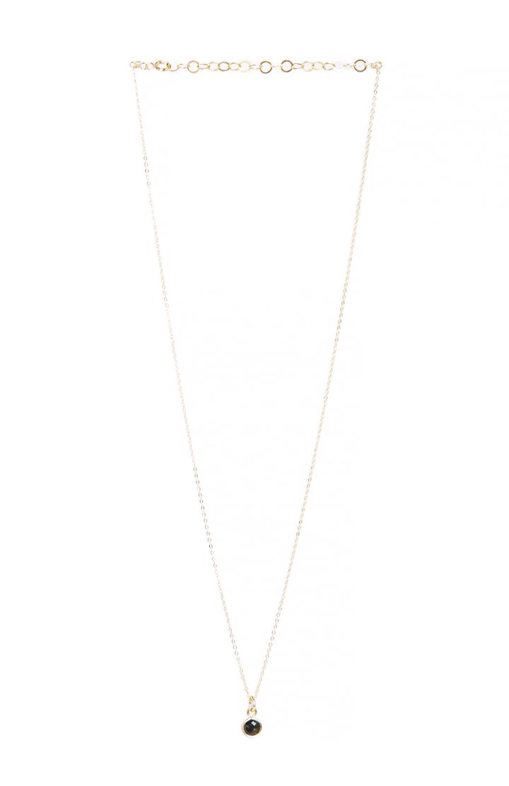 Dailylook Sage  Stone Delicate Mini Gemstone Necklace In Black At Dailylook