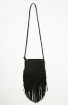 Dailylook Winona Faux Suede Fringe Crossbody Bag In Black At Dailylook
