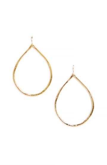 Dailylook Sage  Stone Hammered Teardrop Earrings In Gold At Dailylook