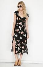 Dailylook Minkpink Moon Flower Midi Dress In Black Xs - L At Dailylook