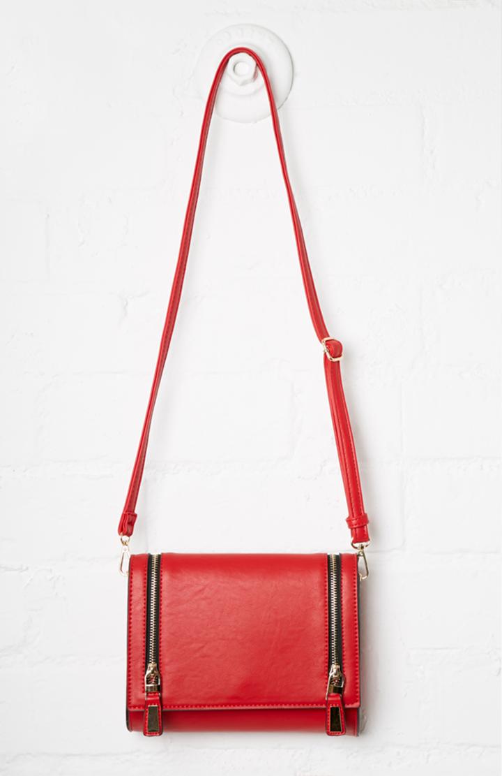 Dailylook Alexander Stamos Vegan Leather Crossbody Bag In Red At Dailylook