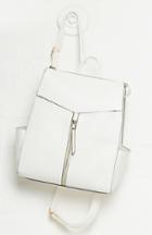 Dailylook Julie Brown Vegan Leather Zip Backpack In White At Dailylook