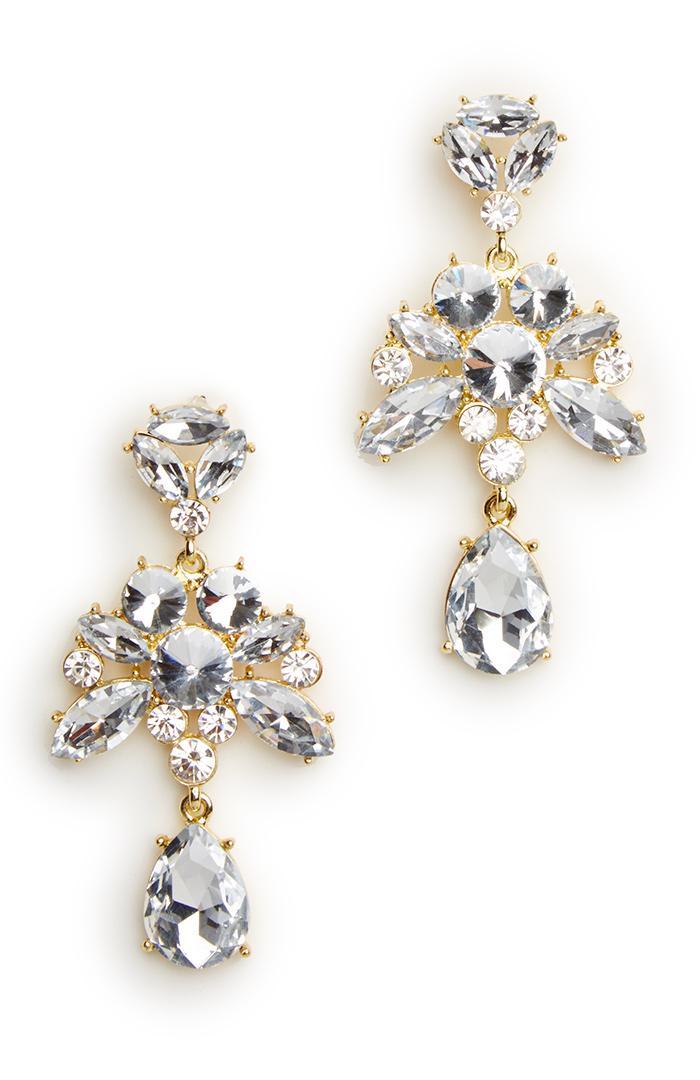 Dailylook Dailylook Drop Stone Earrings In Crystal Clear At Dailylook