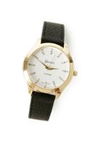 Dailylook Brownstein Textured Faux Leather Watch In Black At Dailylook