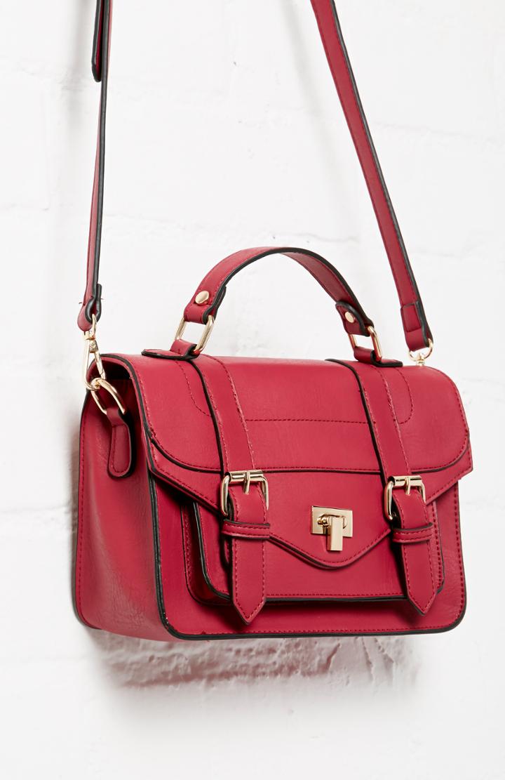 Dailylook Cambridge Vegan Leather Shoulder Bag In Magenta At Dailylook