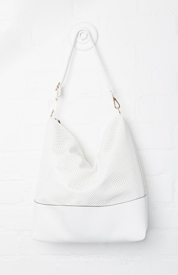 Dailylook Brandon Flowers Vegan Leather Slouchy Tote In White At Dailylook