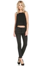 Dailylook Dailylook Cropped Coated Denim Skinnies In Black 27 At Dailylook