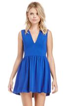 Dailylook Dailylook Plunging Fit And Flare Knit Dress In Royal Blue S - L At Dailylook