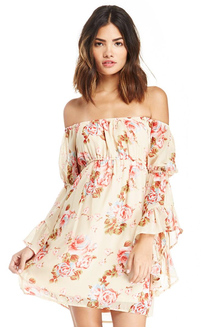 Dailylook Rose Print Shift Dress In Peach S At Dailylook