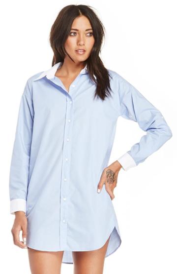 Dailylook Dailylook Carrie Bradshaw Shirt Dress In Blue Xs - L At Dailylook
