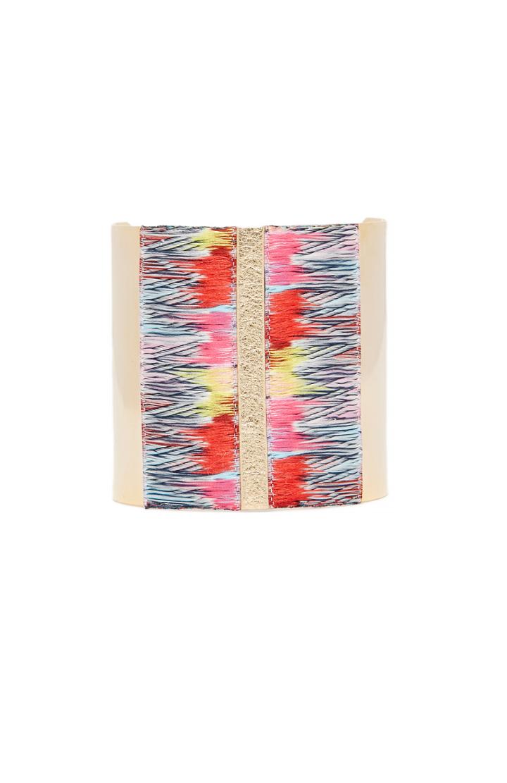 Dailylook Sandy Hyun Fabric Leather Cuff Bracelet In Multi-colored At Dailylook