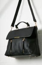 Dailylook Hughley Vegan Leather Fold Over Tote In Black At Dailylook