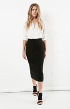Dailylook Abrams Stretch Midi Skirt In Black S - L At Dailylook